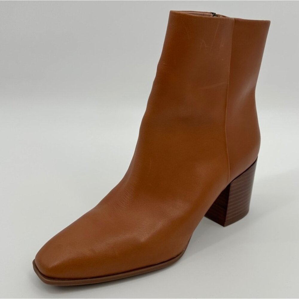 Nordstrom Novanna-Lea Cognac Leather Ankle Boots Women 11M Block Heel New